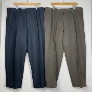 Vtg Arrow Trousers Mens 40x29 LOT of 2 Cuffed Pleated Heritage Preppy Academia